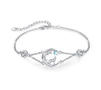 SOESON Wolf Bracelets 925 Sterling Silver Moonstone Celtic Knot Wolf Bracelets Adjustable Jewellery Christmas Birthday Gifts for Women Sister Friend Mom Wife