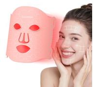 Soeumoir Red Light Therapy Device for Face, 7 Modes LED Light Therapy Face Mask w Rechargeable Remote, 324 LEDs Red Light Therapy Mask w Timing Function for Wrinkles & Skin Rejuvenation(Pink)