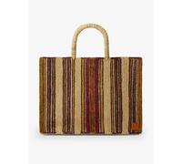 Soeur Womens Naturel/brique Papaye Logo-badge Maxi Raffia Tote Bag 1 Size