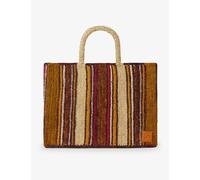 Soeur Womens Naturel/brique Papaye Logo-badge Mini Raffia Tote Bag 1 Size