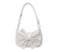 SoeUyd Girl's White Retro Armpit Handbag with Zip
