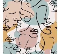 SOEWIOU Abstract Art Peel and Stick Wallpaper,600 * 44.5cm Abstract Face Colorful Human Face Pattern Contact Paper Removable Waterproof Wallpaper Vinyl Self Adhesive Wallpaper for Living Room Bedroom