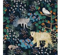 SOEWIOU Colorful Animals Wallpaper, 44.5 * 300cm Peel and Stick Colourful Tree Removable Wallpaper Wolf/Bear/Bird/Rabbit Waterproof Contact Paper for Home Bedroom Cabinets and Kitchen Deco