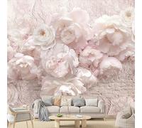 SOEWIOU Fototapete Blumen,383cmx267cm/151 x105 Selbstklebende Fototapete Botanik Pfingstrosen Rosa Tapete Großer TV-Hintergrund Wandkunst 3D Wandbilder Wohnzimmer Dekoration