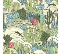 SOEWIOU Green Cactus Plant Animal Wallpaper Desert Cactus Lizard and Cactus Floral Peel and Stick Wallpaper,44.5×300cm Bedroom Livinroom Cabinet Bathroom Waterproof Self Adhesive