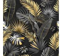 SOEWIOU Palm Leaf Peel and Stick Wallpaper,600 * 44.5cm Thicken Removable Waterproof Wallpaper Grey/Gold Tropical Contact Paper for Home Bedroom Cabinets and Kitchen Deco