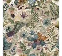 SOEWIOU Retro Plant Flowers and Leaves Wallpaper Green Blue Leaf Peel and Stick Wallpaper,44.5×300cm Wall Paper Bedroom Livinroom Cabinet Bathroom Waterproof Self Adhesive Vinyl Wall Paper