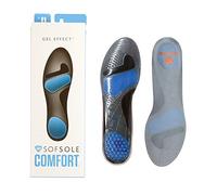 Sof Sole Gel Effect Insoles- Targeted Support to Enhance Comfort and Reduce Foot Strain,Sof Gel Provides Arch Support for Added Stability,Ideal for Athletic, Casual and Work Shoes,S/M,Grey/Blue