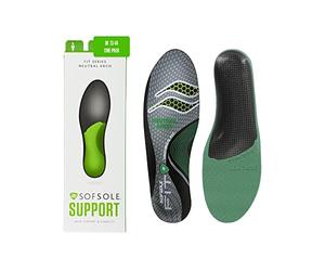 Sof Sole Women's 9-10/Men's 7-8, Neutral Arch Unisex FIT Support Insoles, Grey, 5 UK