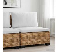 Sofa 1-Seater Natural Rattan with Cream Cushions 72x68x66 cm Mahogany Frame Seat