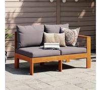 Sofa 2-Seater Dark Grey Solid Acacia Wood 100x50x27 cm Outdoor with 1 Armrest