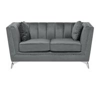 Beliani 2 Seater Velvet Fabric Sofa Grey Gaula, Grey