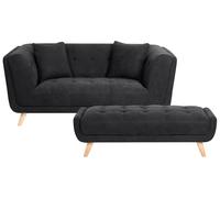 Sofa 2 Seater HABO with Ottoman Fabric Black
