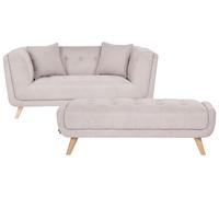 Beliani Sofa 2 Seater Habo With Ottoman Fabric Taupe