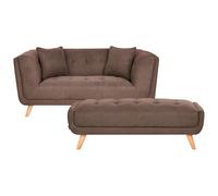 Sofa 2 Seater HABO Fabric Dark Brown with Ottoman