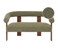 Beliani Sofa 2 Seater Ilbro Boucle Green/ Dark Brown