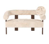 Beliani Sofa 2 Seater ILBRO Faux Fur Off-White/ Dark Brown, White