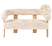 Beliani Sofa 2 Seater Ilbro Faux Fur Off-White/ Light Brown