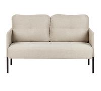 Beliani Upholstered Bench 2 Seater LAHTI Fabric Light Beige, Cream