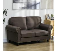 Homcom 2 Seater Sofa For Living Room, With Nailhead Trim, Dark Brown