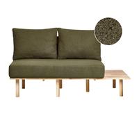 Beliani 2 Seater Boucle Sofa With Table Dark Green Salo, Green