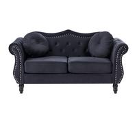 Beliani Sofa 2 Seater Skien Velvet Black