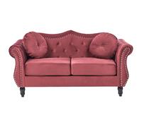 Beliani 2 Seater Velvet Sofa Burgundy Skien, Red