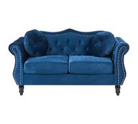 2 Seater Velvet Sofa Navy Blue SKIEN