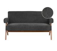 Beliani Sofa 2 Seater Tamre Boucle Black/ Dark Brown