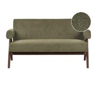 Sofa 2 Seater TAMRE Boucle Green/ Dark Brown