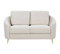 Beliani 2 Seater Fabric Sofa Light Beige Trosa, Brown