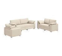 Sofa 3 pcs Fabric Linen Modern Couch Living Room Seating Foam Set Chic vidaXL