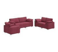 Sofa 3 pcs Fabric Linen Modern Couch Living Room Seating Foam Set Chic vidaXL