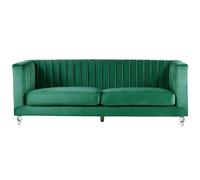 Beliani 3 Seater Velvet Fabric Sofa Green Arvika, Green