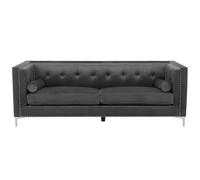 Beliani 3 Seater Velvet Sofa Dark Grey Avaldsenes, Grey