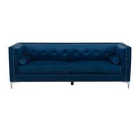 Beliani Sofa 3 Seater Avaldsenes Velvet Navy Blue