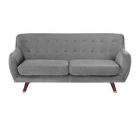 Beliani 3 Seater Velvet Sofa Grey Bodo, Grey
