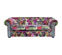 Beliani 3 Seater Fabric Sofa Patchwork Purple Chesterfield, Purple
