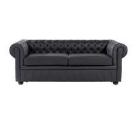 Sofa 3 Seater CHESTERFIELD Leather Black