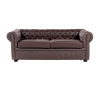 Beliani Sofa 3 Seater Chesterfield Leather Brown