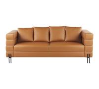 3 Seater Faux Leather Sofa Brown GRANNA