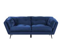 Sofa 3 Seater LENVIK Velvet Navy Blue