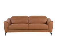 Beliani 3 Seater Leather Sofa Golden Brown Narwik, Brown