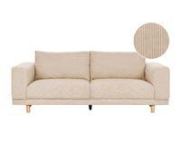 Beliani 3 Seater Jumbo Cord Sofa Beige Nivala, Brown