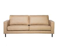 Beliani 3 Seater Faux Leather Sofa Beige Savalen, Brown