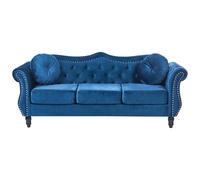 Beliani Sofa 3 Seater Skien Velvet Navy Blue