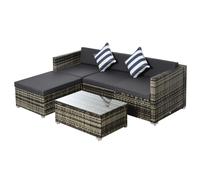 Outsunny 5 Pieces Rattan Sofa Set Wicker Sectional Cushion Patio Grey Garden