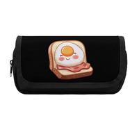 Sofa and Breakfast Cute Double Pencil Case Large Capacity Portable Pen Pouch with Zippered