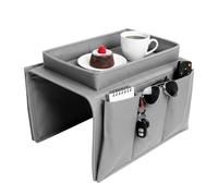 Sofa Arm Chair Tray Organisers, Waterproof Non-Slip Sofa Armrest Organizer TV Remote Control Holder with 4 Bags, Armchair Tray for Drinks, Phone TV Remote Control, Magazine, Book, Snacks, Glasses