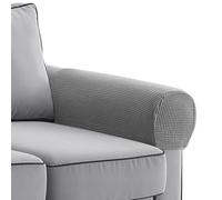 Sofa Arm Covers Grey, Armchair Covers Slipcovers Protector Stretchy, Non-Slip Arm Rest Covers for Sofa Couches, with 10Pcs Twist Nail (Light Grey)